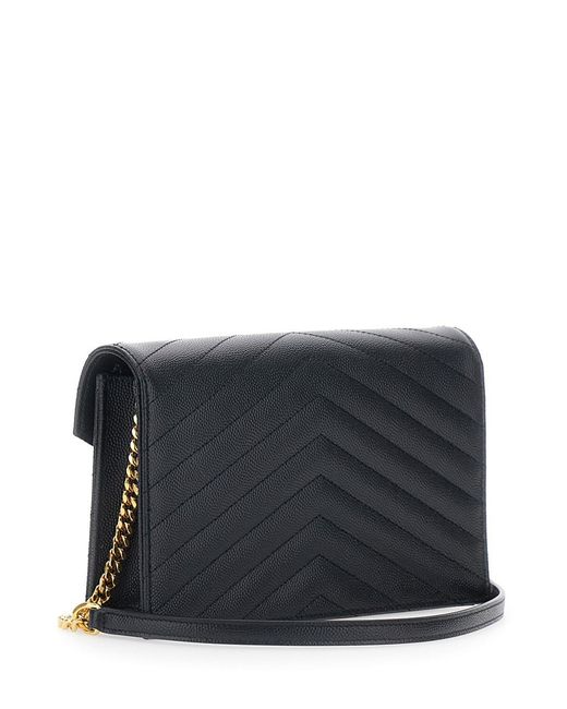 Saint Laurent Blue Envelope Clutch 'Cassandre' With Chain Strap