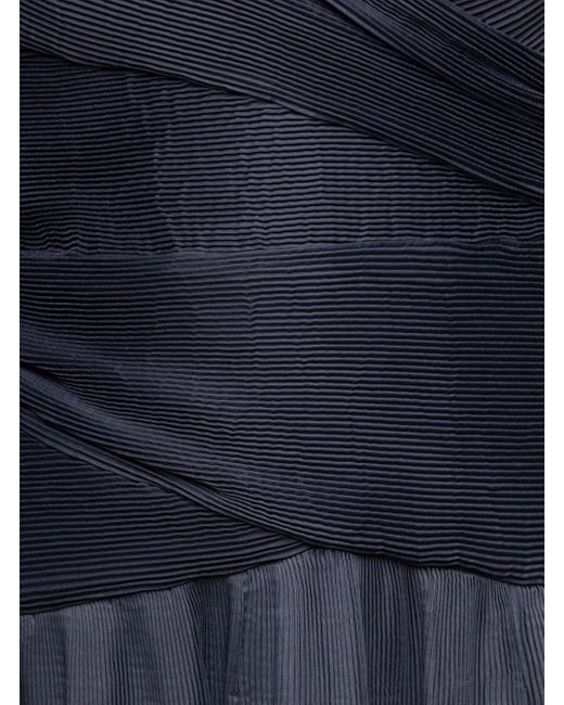 Zimmermann Blue Black Off-shoulder Pleated Midi Dress In Black Chiffon Woman