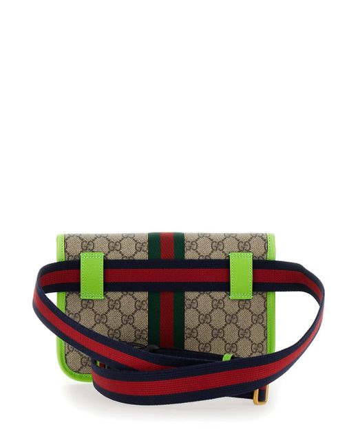 Gucci Green 'Small Ophidia Gg' And Ebony Backpack With Web Detail for men