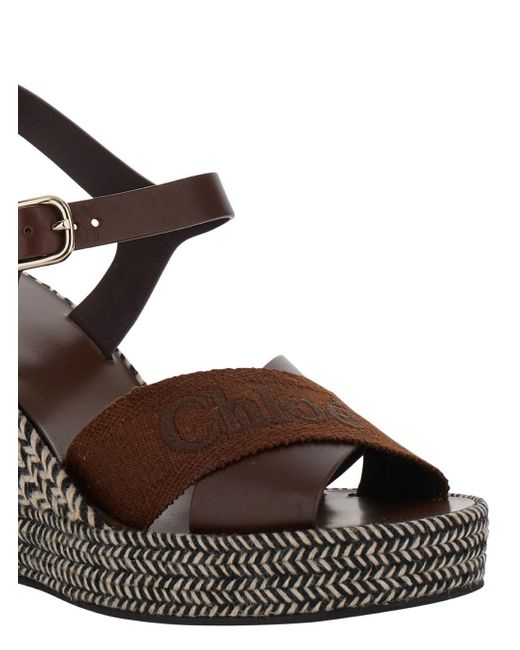 Chloé Brown 'Piia' Espadrillas Sandals With Wedge