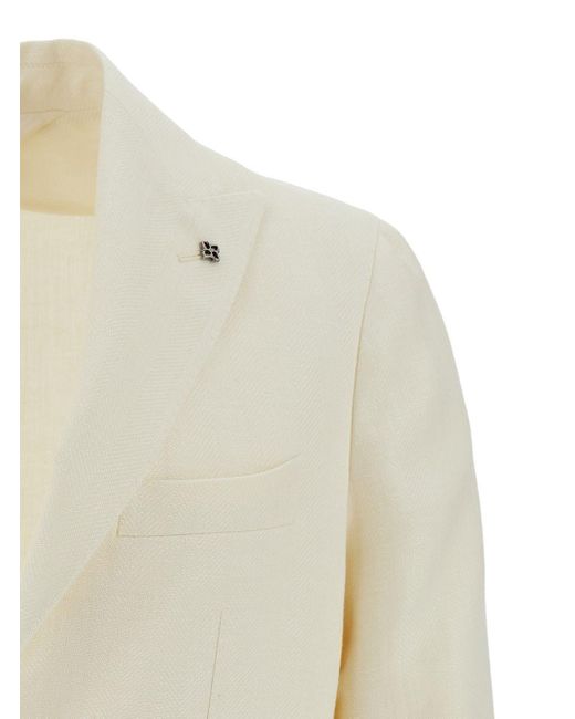 Tagliatore White Single-Breasted Blazer for men