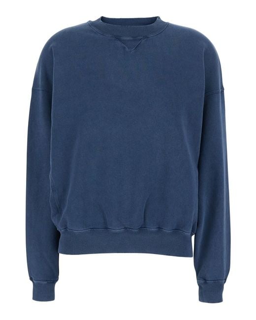 Semicouture Blue Sweatshirt With Dropped Shoulders And Lettering Logo