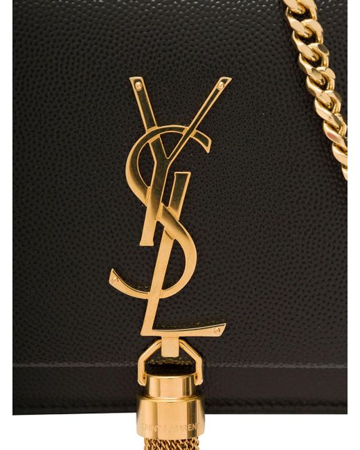 Saint Laurent Black 'Kate' Clutch With Cassandre And Tassel Detail In