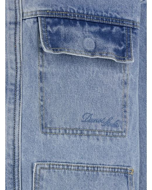 DUNST Blue Jacket With Contrast Collar And Patch Pockets On The for men