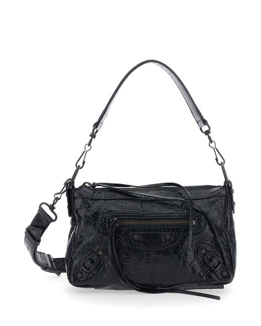 Balenciaga Black 'Le City Moto' Mini Shoulder Bag With Adjustable And
