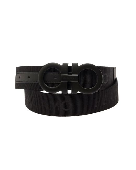 Cintura Con Fibbia Gancini E Motivo Jacquard di Ferragamo in Black da Uomo