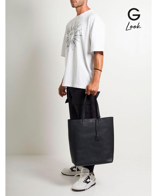 Saint Laurent Black Tote Bag With Laminated Logo for men