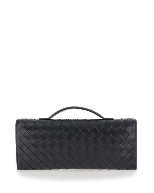 Bottega Veneta Black 'Andiamo' Clutch With Handle And Intreccio Motif