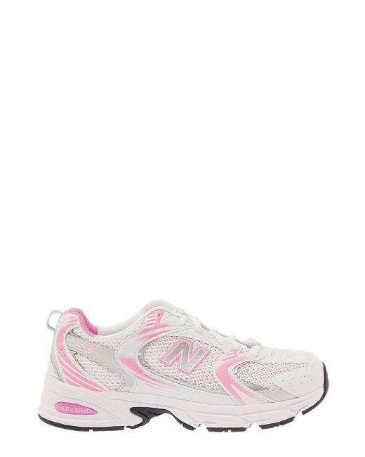 New Balance Pink 530' White And Low Top Sneakers With Logo Patch In Tech Fabric for men