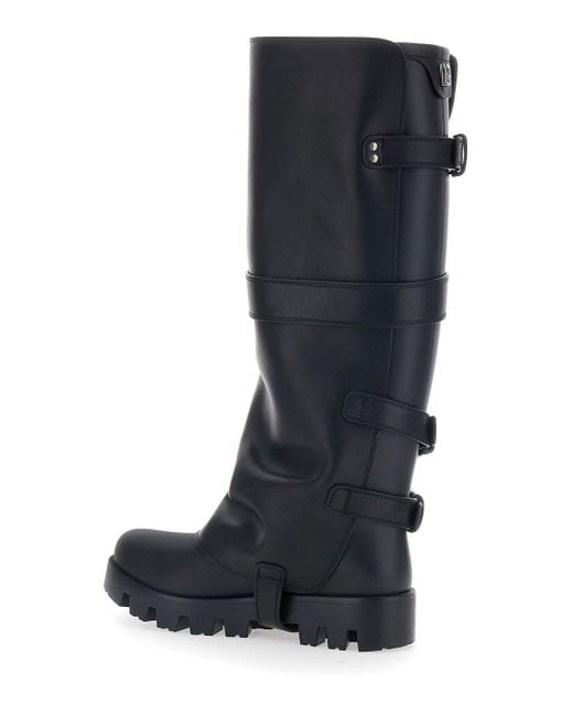 Dolce & Gabbana Black Ankle Boots With Adjustable Buckle Straps And Lo