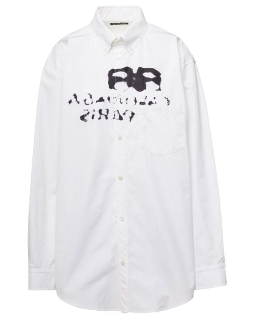 Balenciaga Shirt With Hand Drawn Bb Logo On The Front In Cotton Woman ...