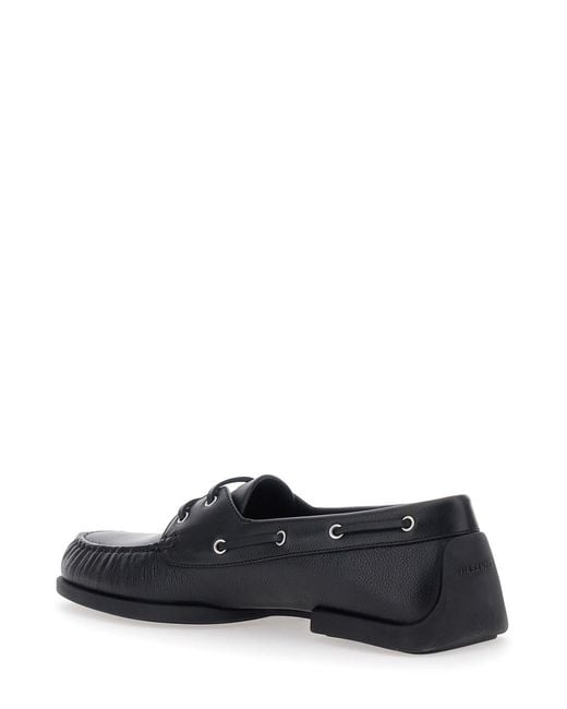 Jil Sander Black Loafers With Ruched Details And Almond Toe for men