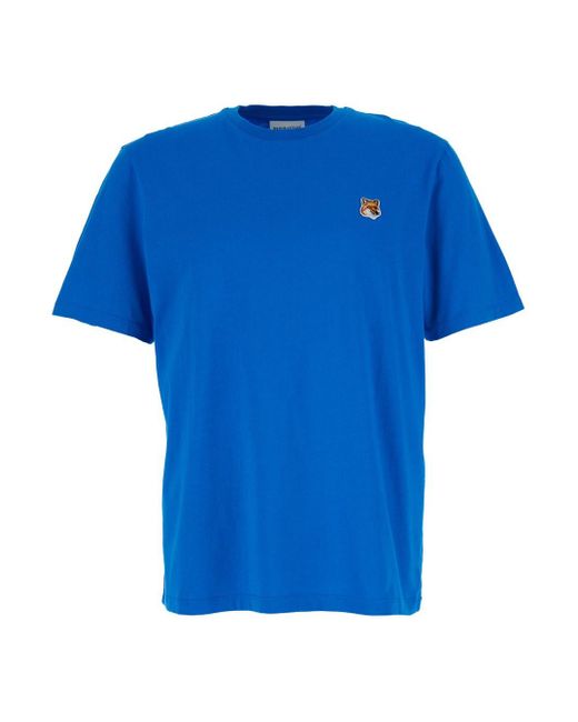 Maison Kitsuné Blue Crew Neck T-Shirt for men