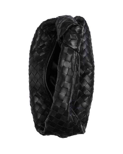 Bottega Veneta Black Shoulder Bag 'Jodie' Small With Knot Detail And Intreccio Motif