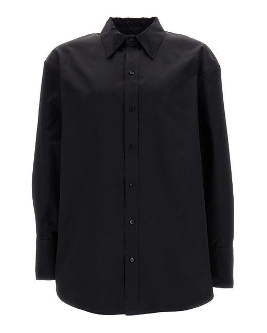 Camicia Satin Oversize Nera di Saint Laurent in Black da Uomo