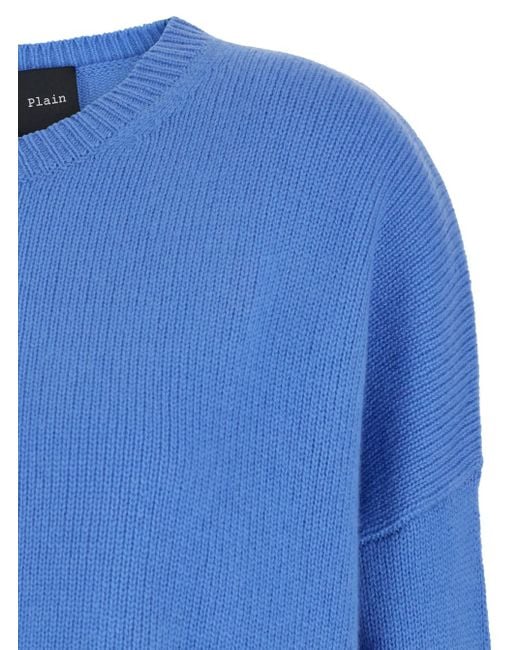 Le Plain Blue Oversized Crewneck Sweater