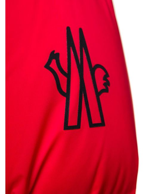 3 MONCLER GRENOBLE Red 'Pramint' Down Jacket With Logo Detail for men
