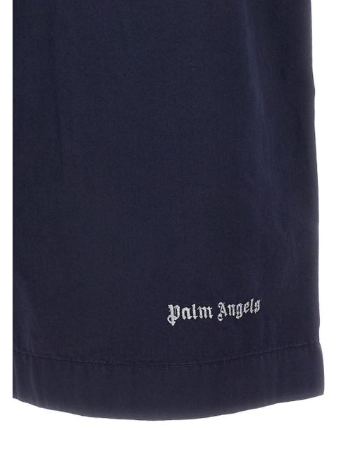 Palm Angels Blue Bermuda Shorts With Coulisse Fastening for men