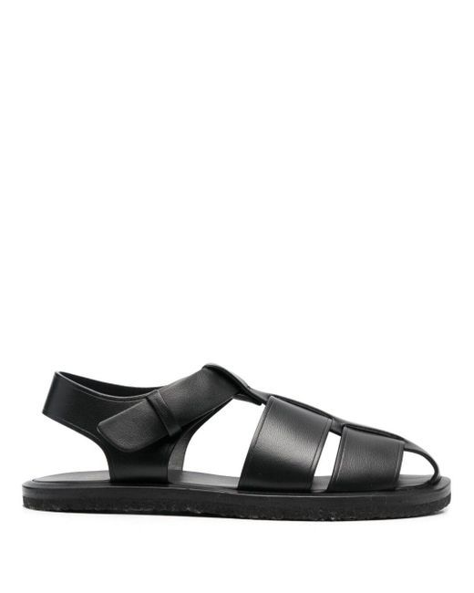 The Row Black Caged Design Leather Sandals