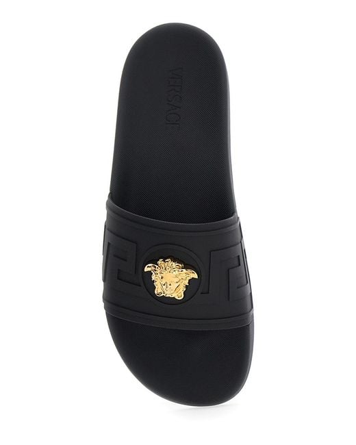 Versace Black Sandals With Medusa Plaque On The Front for men