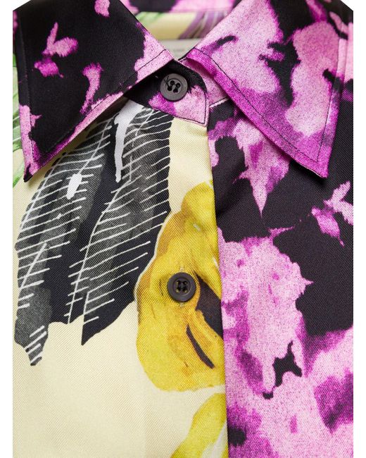 Camicia 'casia bis' con multi stampa floreale all-over in seta di Dries Van Noten in Multicolor