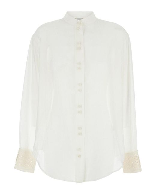 Forte Forte White Shirt With Pearls Details