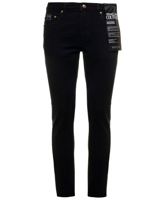 Versace Jeans Multicolor Dark E Jeans In Stretch Denim With Ebossed Logo Man for men