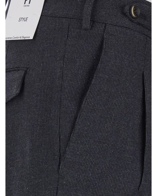 PT Torino Blue Pants With Belt Loops And Front Pleats for men