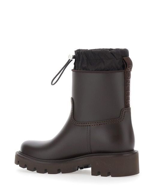 Moncler Black 'Kickstream' Rain Boots With Logo On The Side And Drawstring Closure