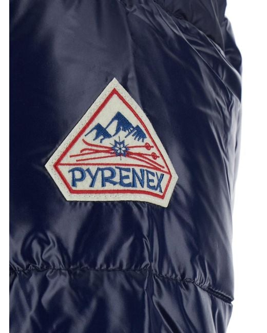 Pyrenex Blue Down Jacket With Fixed Hood And Front Zip Closure