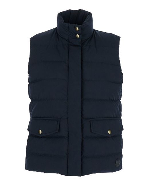 Gilet 'Besset' A Collo Alto Con Due Tasche Con Patta E Bottone di Moncler in Blue