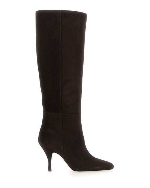 Semicouture Black Lucinda Suede Heeled Boots With High Heel