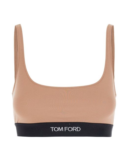 Tom Ford White Top With Square Neckline And Logo Lettering On The Fron