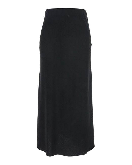 Le Plain Black Midi Skirt With Concealed Side Zip Closure