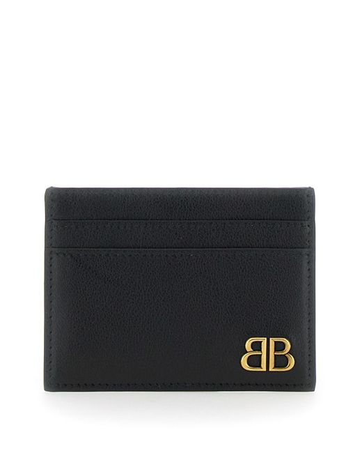 Balenciaga Black 'Monaco' Card Holder With Logo Plaque On The Front In for men