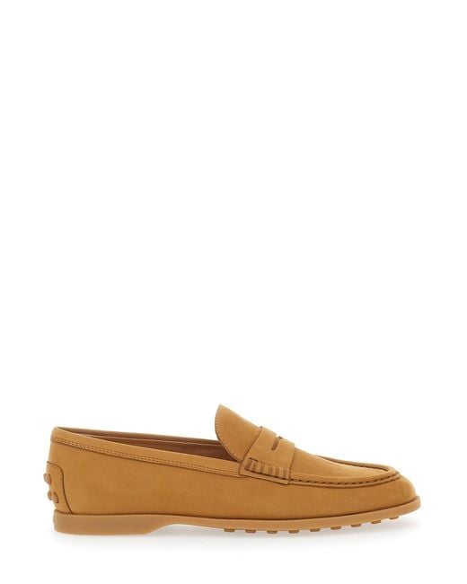 Tod's Brown Loafers With Rubber Sole And Rubber Detail On The Back