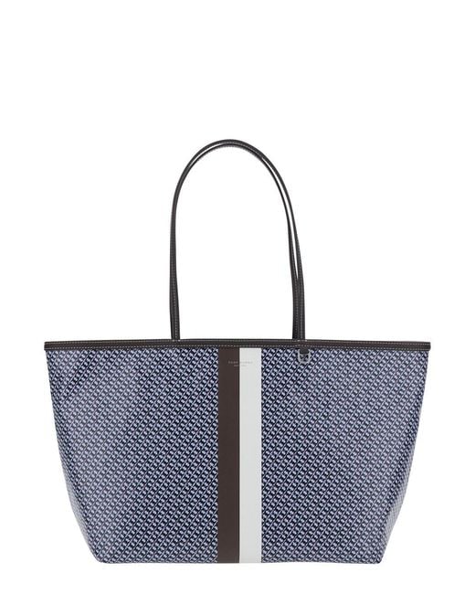 Tory Burch Blue Tote Bag The Racer Tote Cotton