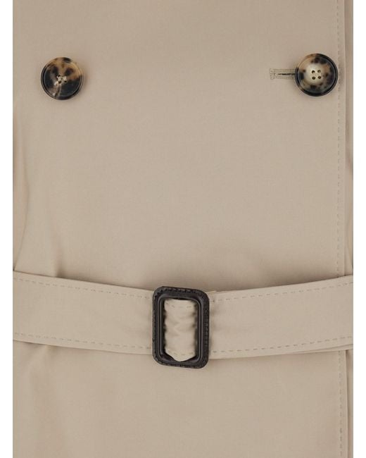 Max Mara Natural 'Calle' Double-Breasted Short Trench Coat With Classic Collar And Front Belt Closure