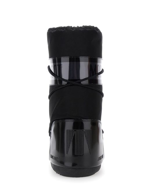 Moon Boot Black 'Icon' Snow Boots With Maxi Logo Print On The Side