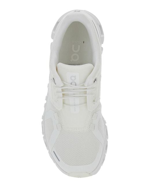On Shoes White 'Cloud 6' Low Top Sneakers With Mesh Details And Logo The
