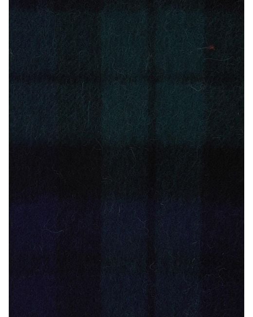 Barbour Blue Checkered Wool Scarf for men