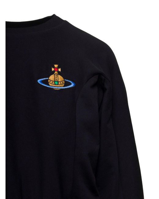 Vivienne Westwood Blue Crewneck Sweatshirt With Embroidered Orb Logo