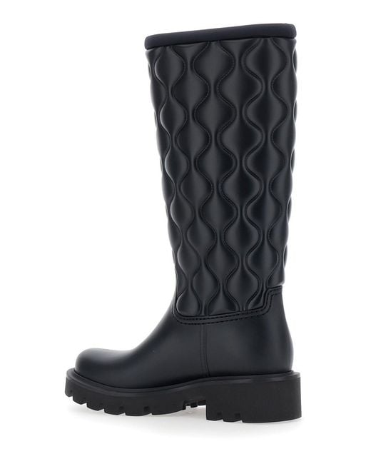 Moncler Black Quilted Rain Boots