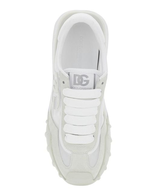Dolce & Gabbana White 'Dg Athletic' Low Top Sneakers With Logo Patch On The Tongue And Maxi Logo On The Side for men