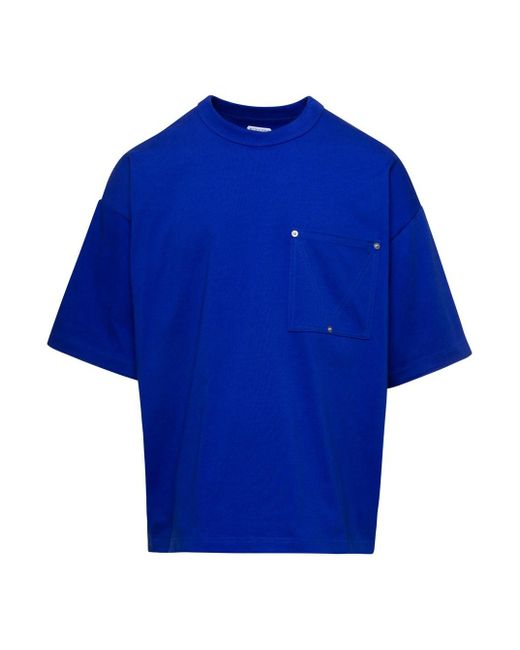 Bottega Veneta Blue Oversize T-Shirt With V-Patch Pocket for men