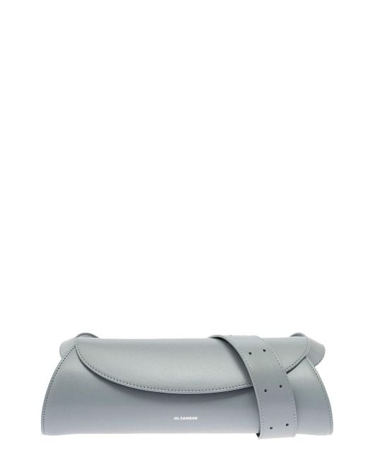 Jil Sander Gray 'cannolo' Small Light E Shoulder Bag In Leather Woman