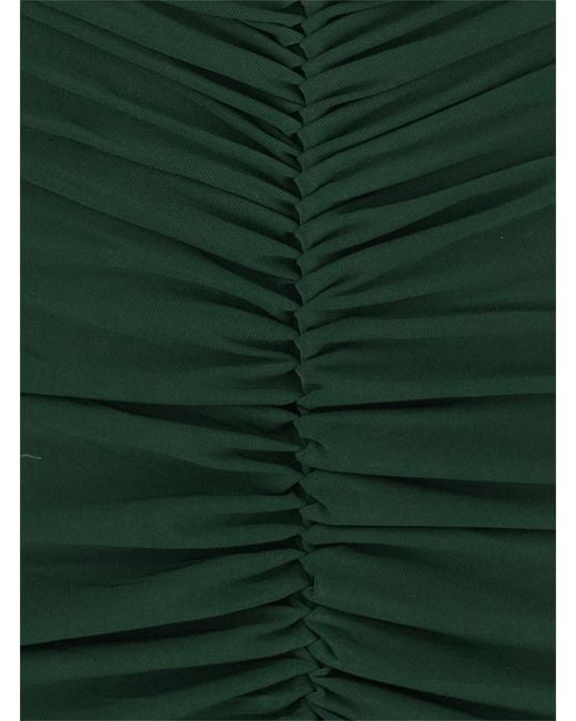 Norma Kamali Green Sleeveless Long Dress With V Neck And Flared Skirt