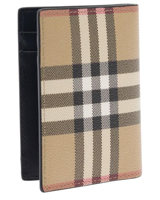 Burberry Natural Bi-Fold Card-Holder With Check Motif for men