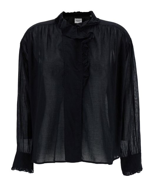 Isabel Marant Black Relaxed Blouse With Volant