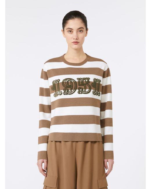 Max Mara Natural Stripes Crew Neck Sweater